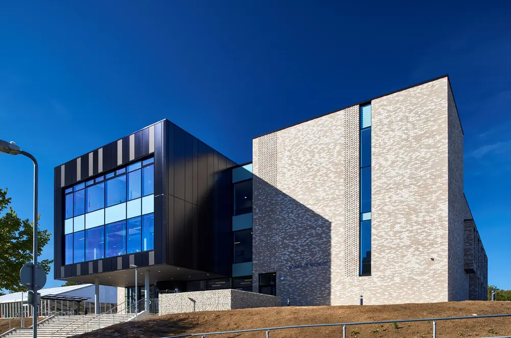 The ARU School of Medicine building at Anglia Ruskin University's Chelmsford campus (facade reads "School of Medicine")