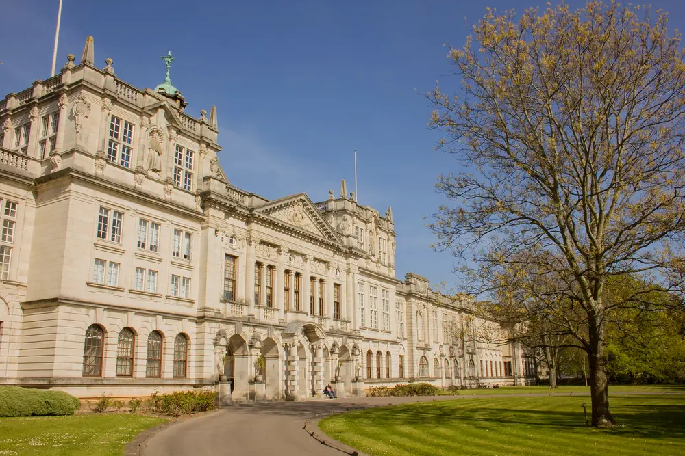 The Main Building of Cardiff University (Edwardian Baroque Portland-stone façade) on Cathays Park, Cardiff
