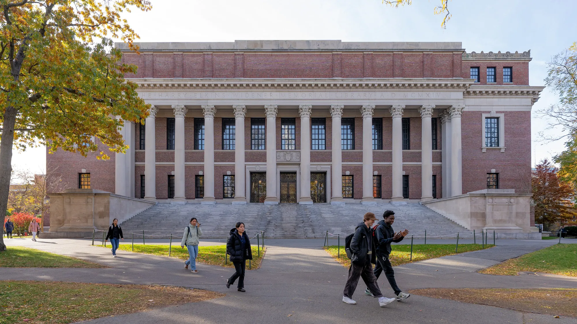 Widener Library in Harvard Yard, Harvard University, in autumn