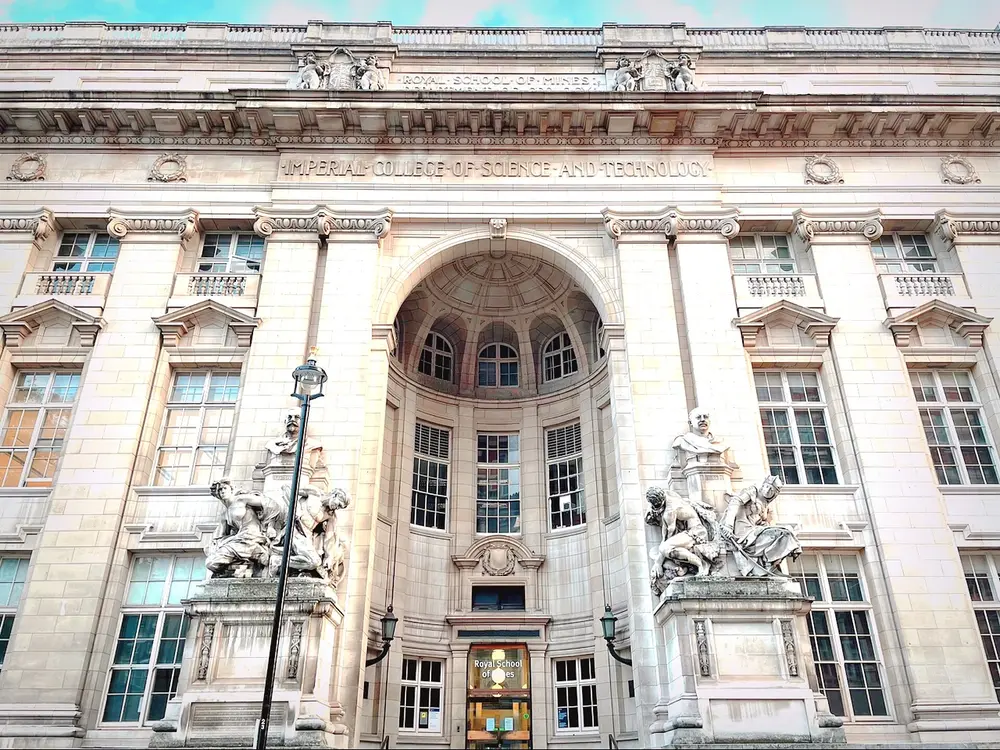 The Royal School of Mines building, Imperial College London — grand Portland-stone facade carved "Imperial College of Science and Technology", South Kensington, London