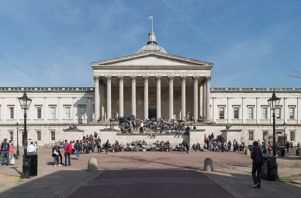 The Wilkins Building (Main Building) with its Corinthian portico and dome, University College London, Gower Street, London