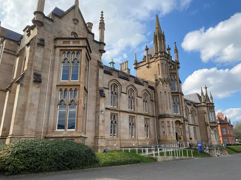 The historic Gothic main building of the Magee campus, Ulster University, in Londonderry (Derry) — the campus that hosts Ulster University Medical School